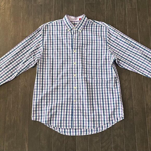 Blue, White & Purple Check Izod Large Shirt - Picture 3 of 11